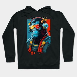 Anime Cyber Ape (Sci-Fi Ape Vintage Retro Future Design Cyberpunk Space Ape) Hoodie